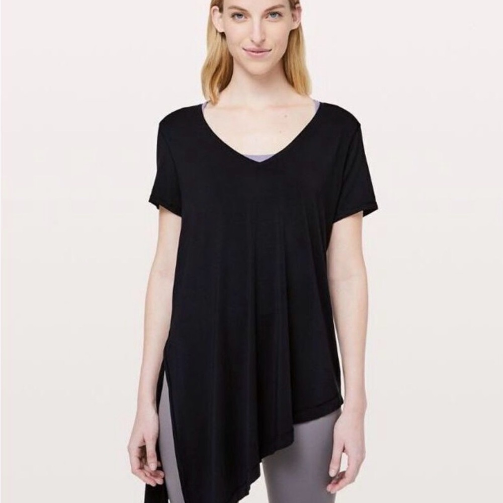 Lululemon To the Point Black Asymmetrical Top